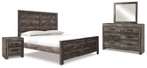 Hoover Furniture Outlet - Ashley Furniture - Wynnlow King Crossbuck Panel Bed, Dresser, Mirror and Nightstand - King Crossbuck Panel Bed, Dresser, Mirror and Nightstand - B440B26